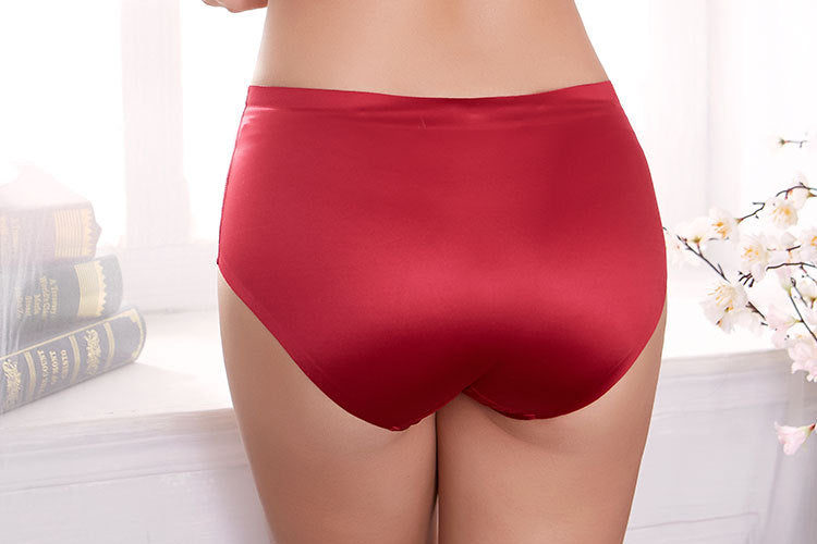 Culottes Rouges pour Femmes, Culottes en Soie glacée pour Femmes